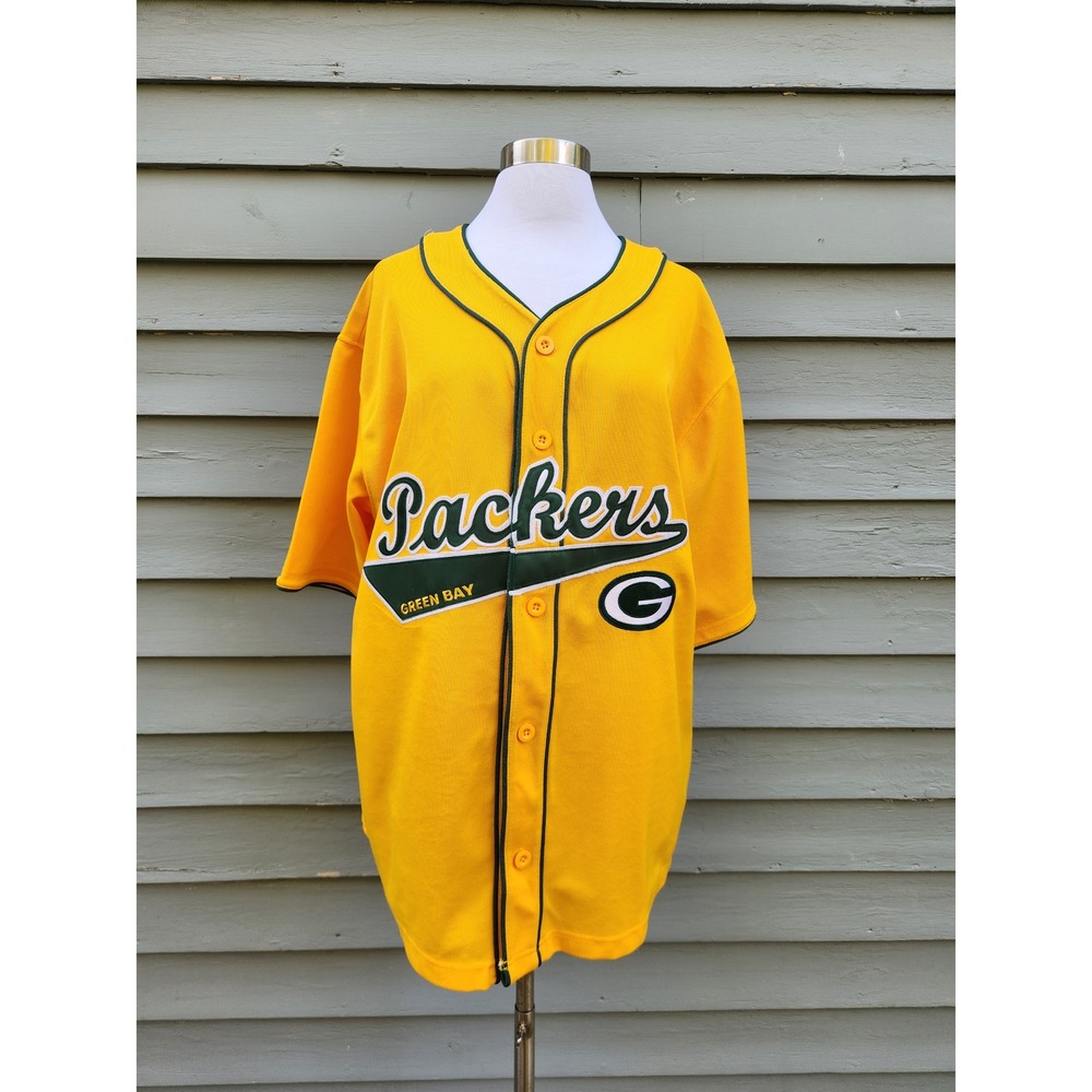 NFL Players Green Bay Packers Baseball Jersey Yellow 4 Brett Favre XL